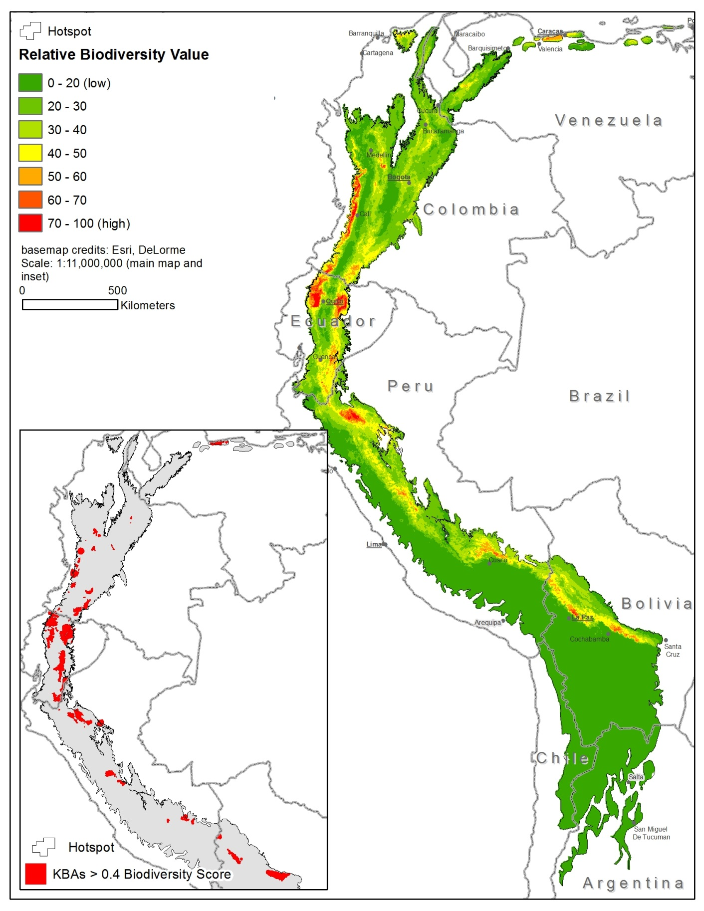 El perfil del ecosistema identifica áreas clave para la biodiversidad de la zona interactiva y su valor relativo de la biodiversidad.