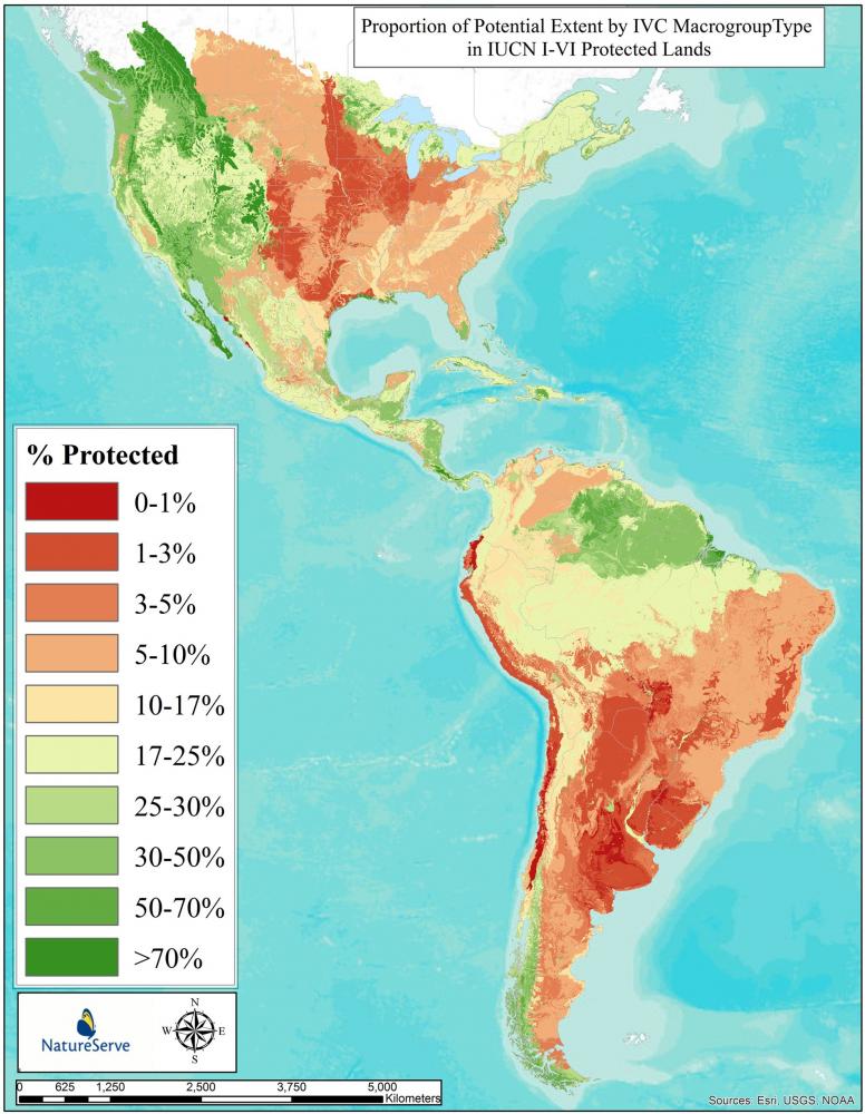 Proportion of potential extent by IVC macrogroup in IUCN I-VI protected lands.